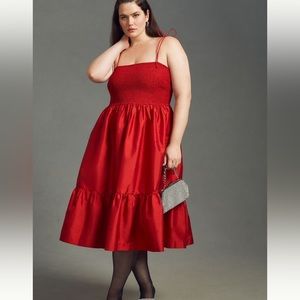 Anthropologie Red Midi Dress
